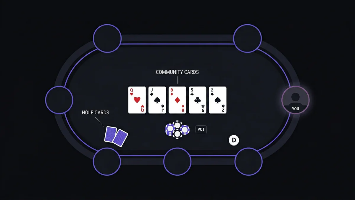 Modern poker table setup with cards and chips
